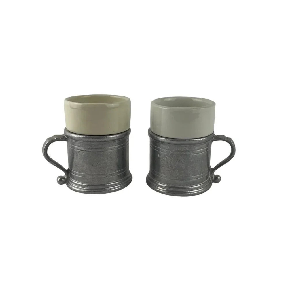 Wilton Armetale Pewter Mug Ceramic Insert RPW Vintage‎ 1970s Lot of 2 USA